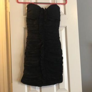 Black strapless mini dress